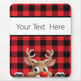 Gepersonaliseerde Red Black Buffalo Check Reindeer Muismat