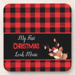 Gepersonaliseerde Red Black Buffalo Check w Schatt Bier Onderzetter