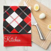 Gepersonaliseerde Red Black White Argyle Pset Kitc Theedoek (Quarter Fold)