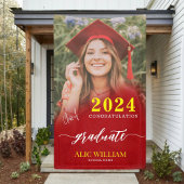 Gepersonaliseerde Red Boho foto afstudeerfeest Spandoek