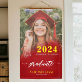 Gepersonaliseerde Red Boho foto afstudeerfeest Spandoek