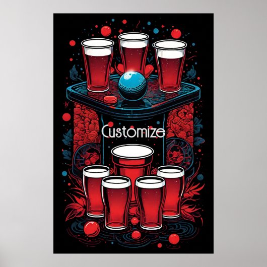 Gepersonaliseerde Red Cups Bier Pong Poster (Voorkant)