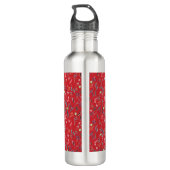 Gepersonaliseerde RED Floral Monogram Waterfles (Achterkant)