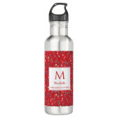 Gepersonaliseerde RED Floral Monogram Waterfles (Voorkant)
