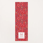 Gepersonaliseerde RED Floral Monogram Yogamat (Voorkant)