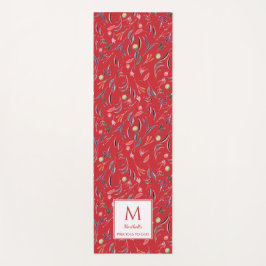 Gepersonaliseerde RED Floral Monogram Yogamat