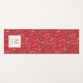 Gepersonaliseerde RED Floral Monogram Yogamat (Voorkant (horizontaal))