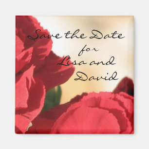 Gepersonaliseerde Red Floral Save the Date Magnet