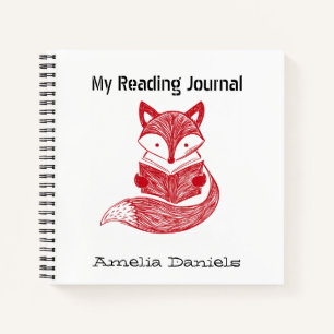 Gepersonaliseerde Red Fox Reading Journal Notitieboek
