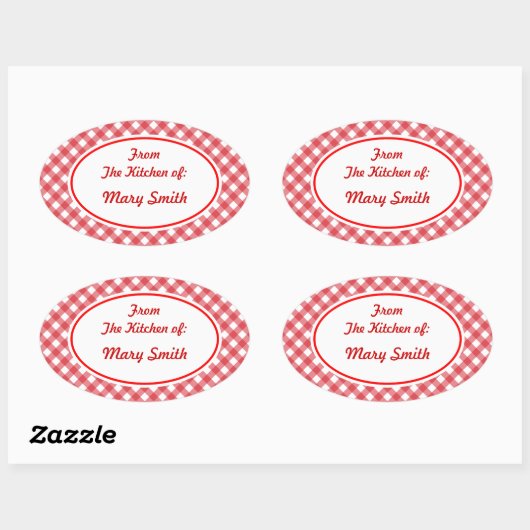 Gepersonaliseerde Red Gingham Gift Kitchen Sticker (Vel)