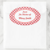 Gepersonaliseerde Red Gingham Gift Kitchen Sticker (Tas)