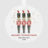 Gepersonaliseerde Red & Gold Notenkraker Vrolijk K Ornament (achterkant)