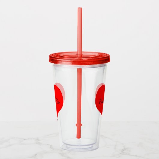 Gepersonaliseerde Red Heart Design Acryl Tumbler Acryl Drinkbeker (Rechts)