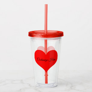 Gepersonaliseerde Red Heart Design Acryl Tumbler Acryl Drinkbeker