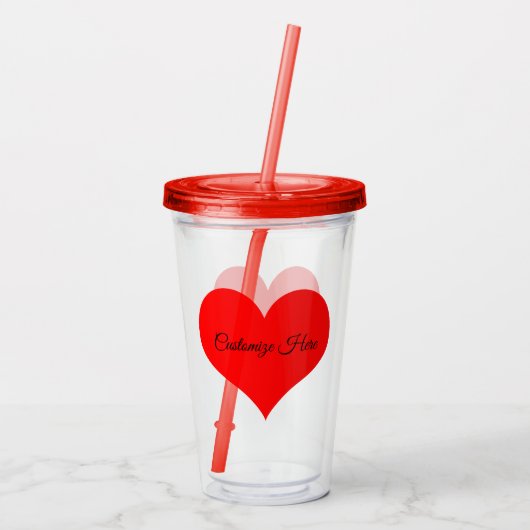 Gepersonaliseerde Red Heart Design Acryl Tumbler Acryl Drinkbeker (Achterkant)