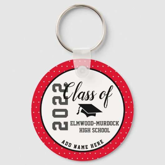 Gepersonaliseerde Red High School Senior Klasse 20 Sleutelhanger (Voorkant)