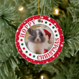 Gepersonaliseerde Red House Konijn Foto Kerstmis Keramisch Ornament