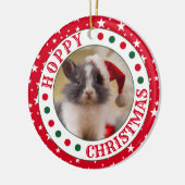 Gepersonaliseerde Red House Konijn Foto Kerstmis Keramisch Ornament (Links)