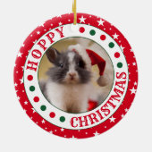 Gepersonaliseerde Red House Konijn Foto Kerstmis Keramisch Ornament (Achterkant)