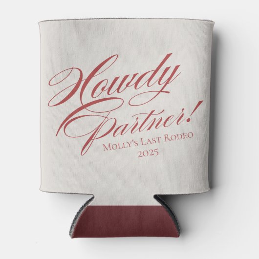 Gepersonaliseerde Red Howdy Partner Bachelorette Blikjeskoeler (Voorkant)