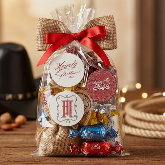 Gepersonaliseerde Red Howdy Partner Bachelorette Labels