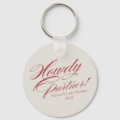 Gepersonaliseerde Red Howdy Partner Bachelorette Sleutelhanger (Voorkant)