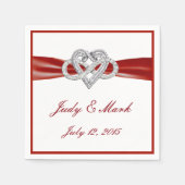Gepersonaliseerde Red Infinity Heart bruiloft serv Servet (Voorkant)