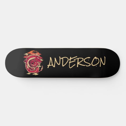 Gepersonaliseerde Red Japan dragon skateboard (Horizontaal)