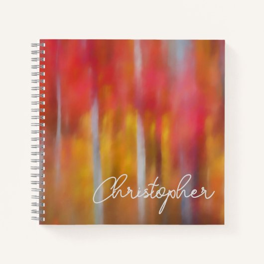 Gepersonaliseerde Red Leaf Autumn Bossen Art Scene Notitieboek (Voorkant)