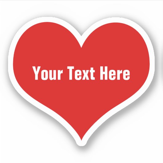 Gepersonaliseerde Red Love Heart Vinyl Sticker (Voorkant)