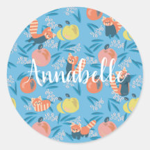 Gepersonaliseerde 'Red Panda' Blue Apple Sticker