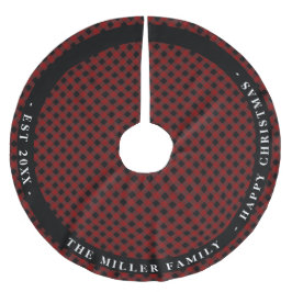 Gepersonaliseerde Red Pset rustic monogrammen Kerstboom Rok