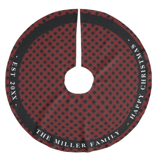 Gepersonaliseerde Red Pset rustic monogrammen Kerstboom Rok (Voorkant)