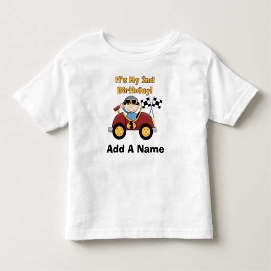 Gepersonaliseerde Red Race Car 2e verjaardag Kinder Shirts (Voorkant)