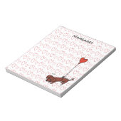 Gepersonaliseerde Red Smooth Dachshund Heart-ballo Notitieblok (Linkerzijde)