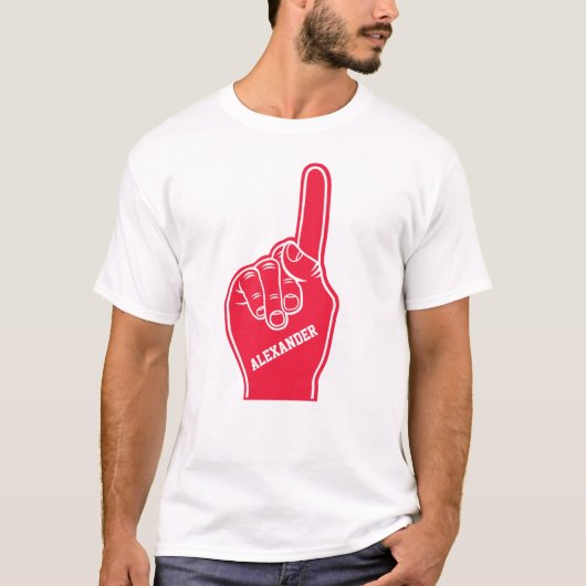 Gepersonaliseerde Red Sports Foam Finger T-shirt (Voorkant)