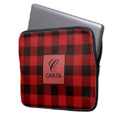 Gepersonaliseerde Red Tartan Pset Electronics Bag Laptop Sleeve (Voorkant Links)