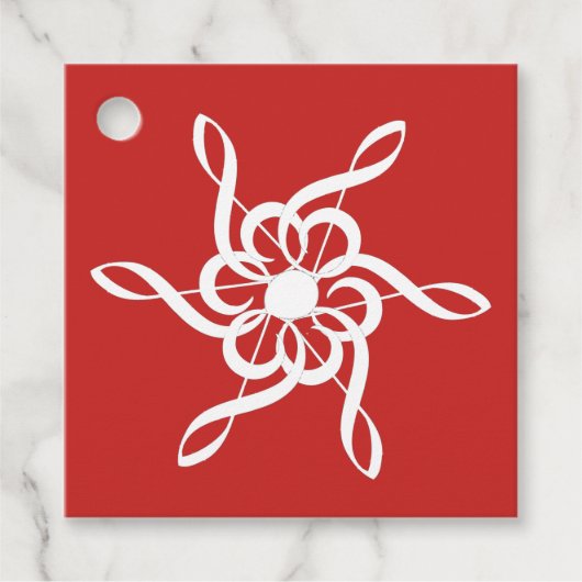 Gepersonaliseerde Red Treble Clef Snowflake Musica Bedankjes Labels (Voorkant)