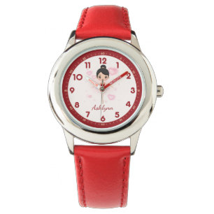 Gepersonaliseerde Red Tutu Ballerina dansgeschen Horloge