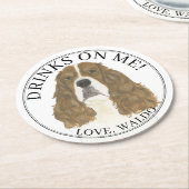 Gepersonaliseerde Red White Engelse Springer Spani Ronde Kartonnen Onderzetter (Gebogen)