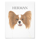 Gepersonaliseerde Red & White Papillon hondenkunst Foto Afdruk (Voorkant)