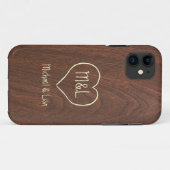 Gepersonaliseerde Red Wood textuur met hart Case-Mate iPhone Case (Achterkant (horizontaal))