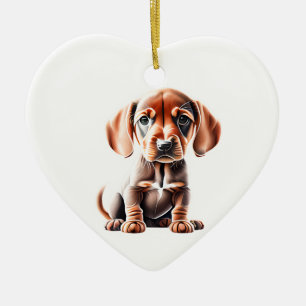 Gepersonaliseerde Redbone Coonhound Puppy Keramisch Ornament