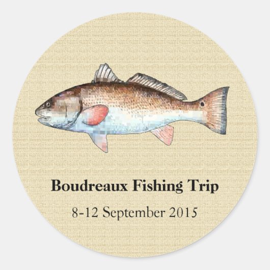 Gepersonaliseerde Redfish Vist Event Stickers (Voorkant)