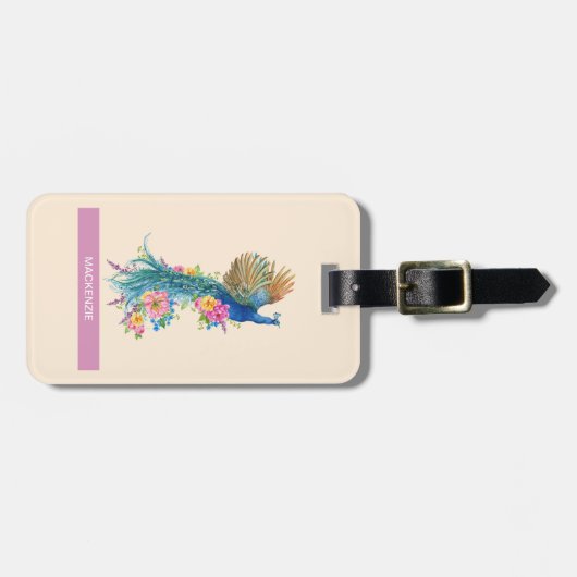 Gepersonaliseerde Regal Peacock Bagagelabel (Voorkant horizontaal)