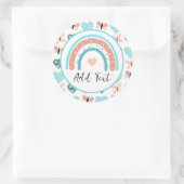 Gepersonaliseerde regenbogen, buiken en harten ronde sticker (Tas)