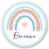 Gepersonaliseerde regenbogen, buiken en harten sticker (Voorkant)