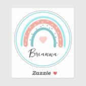 Gepersonaliseerde regenbogen, buiken en harten sticker (Vel)