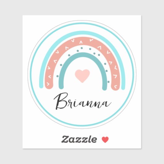 Gepersonaliseerde regenbogen, buiken en harten sticker (Vel)