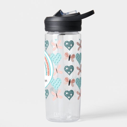 Gepersonaliseerde regenbogen, buiken en harten waterfles (Links)